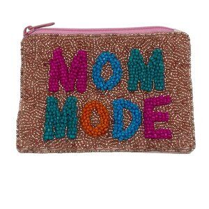 Mom Mode Beaded Zipper Coin Pouch Pink